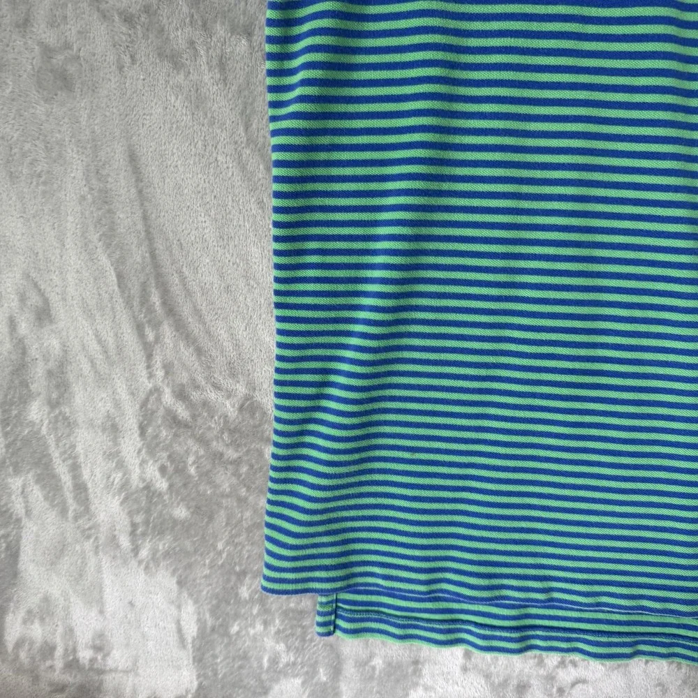 VTG Polo Ralph Lauren Polo Shirt Mens Large Blue Green Stripe Pique Casual Logo
